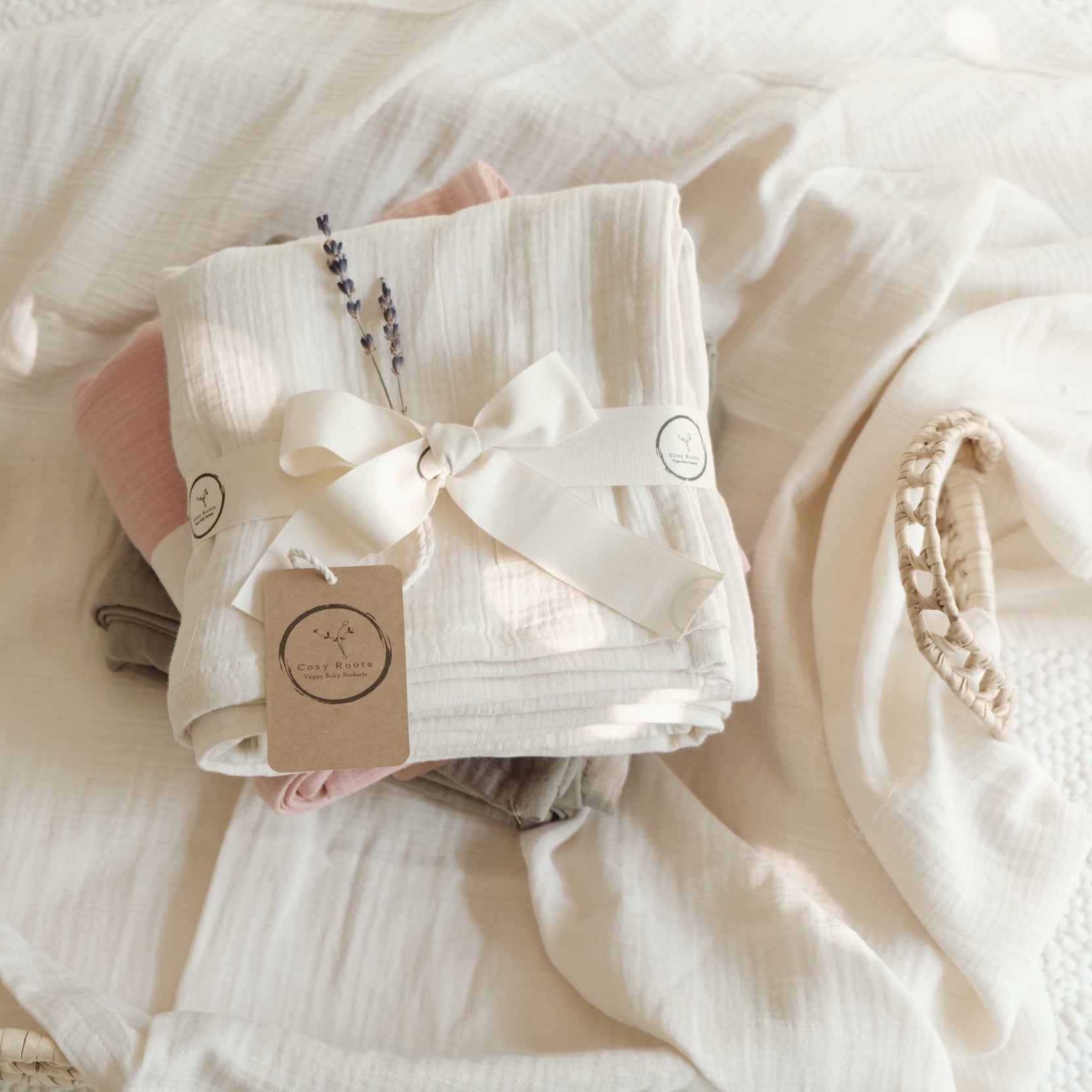 Organic Muslin Swaddle - Sand - 120x120cm - SALE