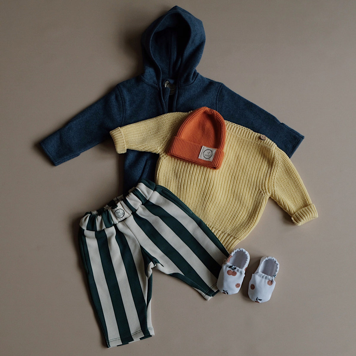 GOTS Organic Lounge Pants - Green Striped