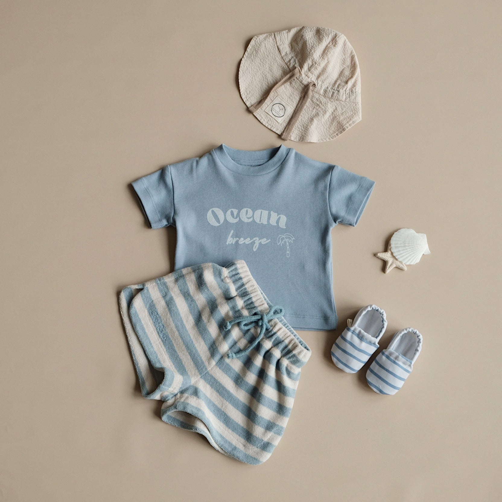 Organic Terry Shorts - Blue Striped