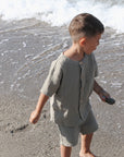 GOTS Organic Muslin Shirt with Buttons - Khaki