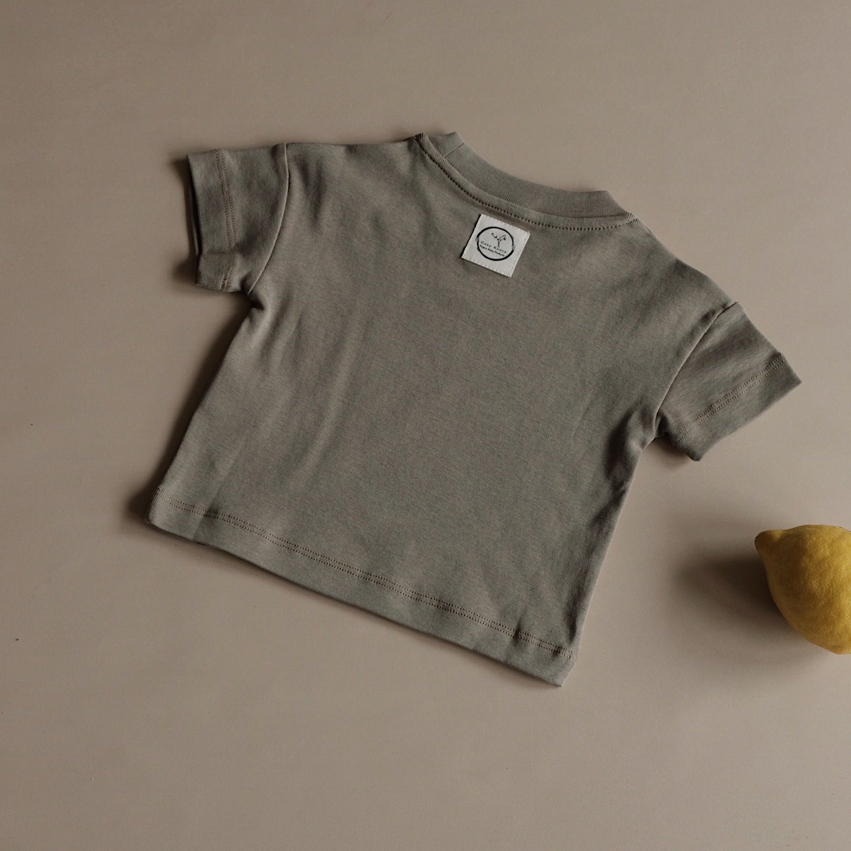 Organic Oversize Shirt - Khaki with Lemon Print