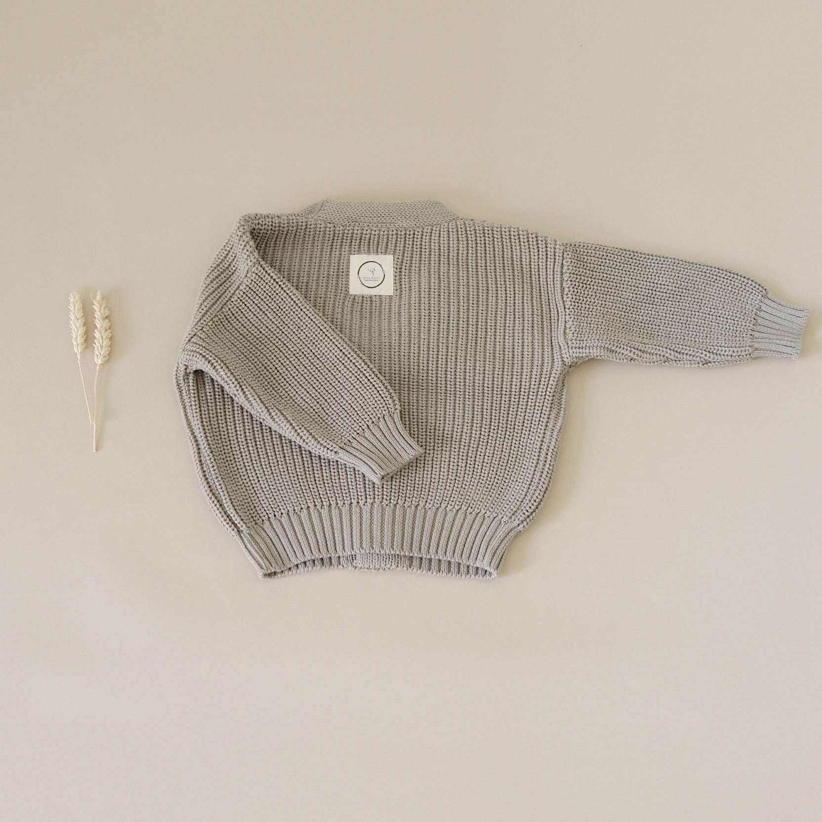 Organic Knit Cardigan - Khaki - SALE