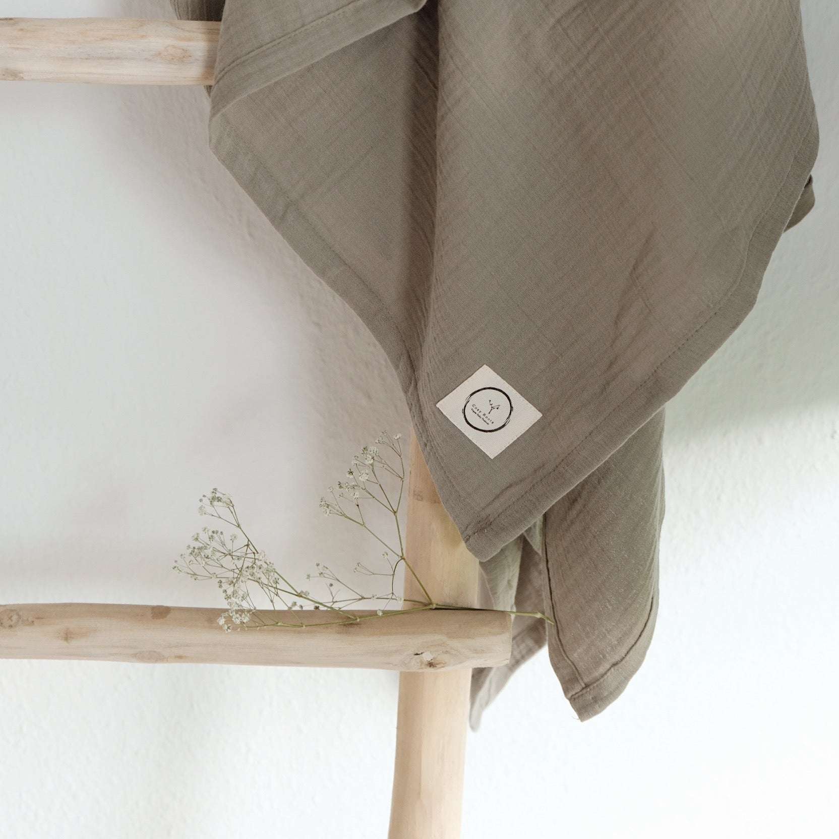 Organic Muslin Swaddle - Khaki - 120x120cm - S A L E