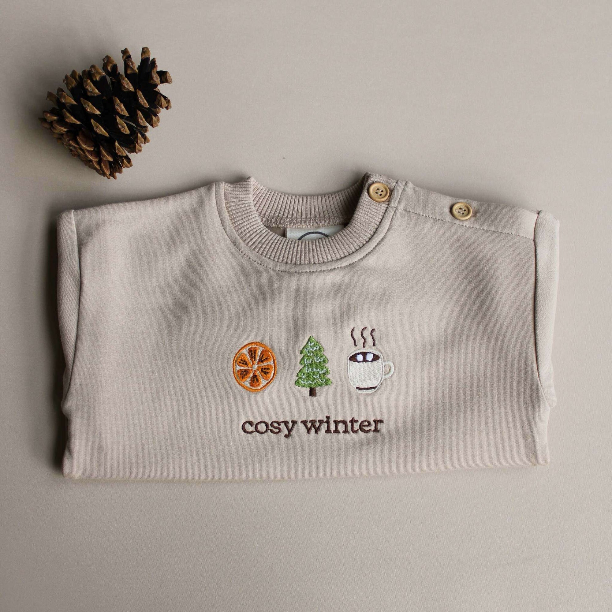 GOTS Organic Family Sweatshirt - Oatmilk - Cosy Winter