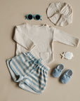 Organic Terry Shorts - Blue Striped