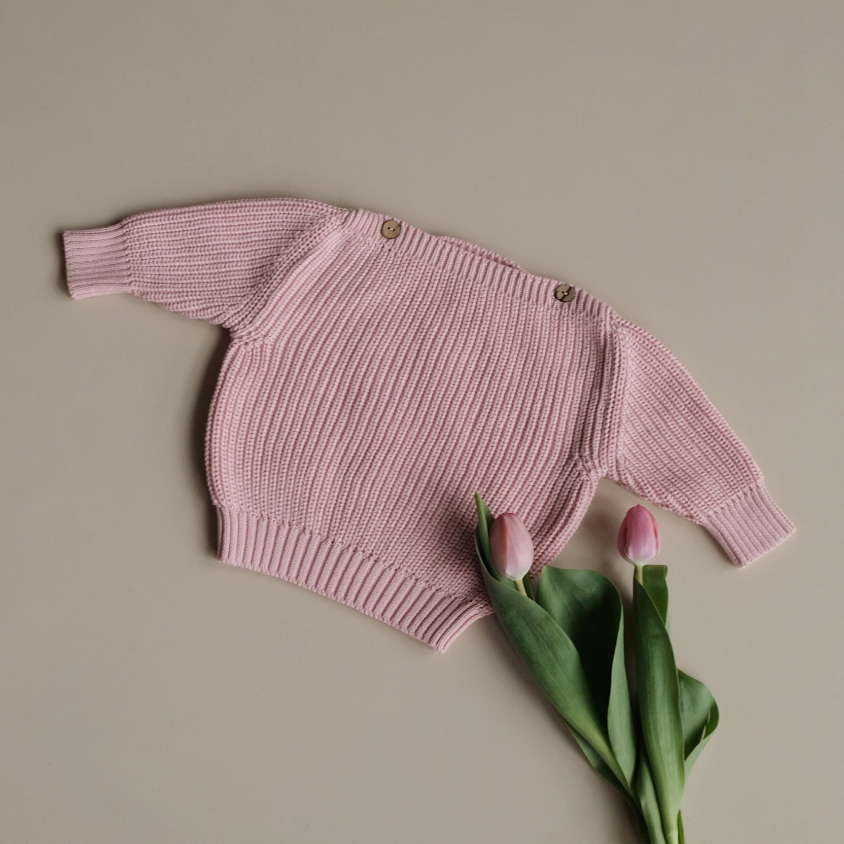 Organic Oversize Knit Pulli - Candy Pink