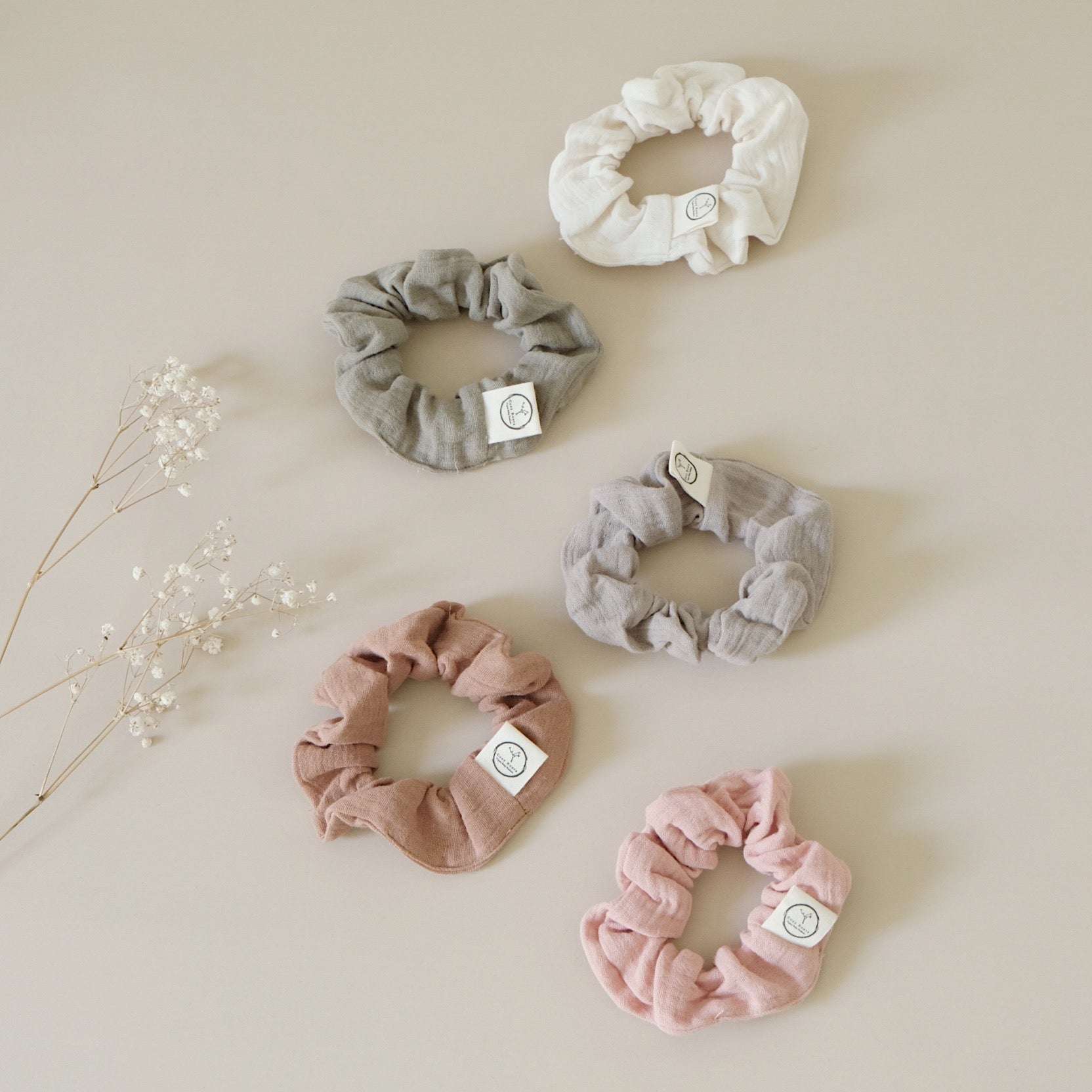Organic Muslin Scrunchies - Khaki/Sand - SALE