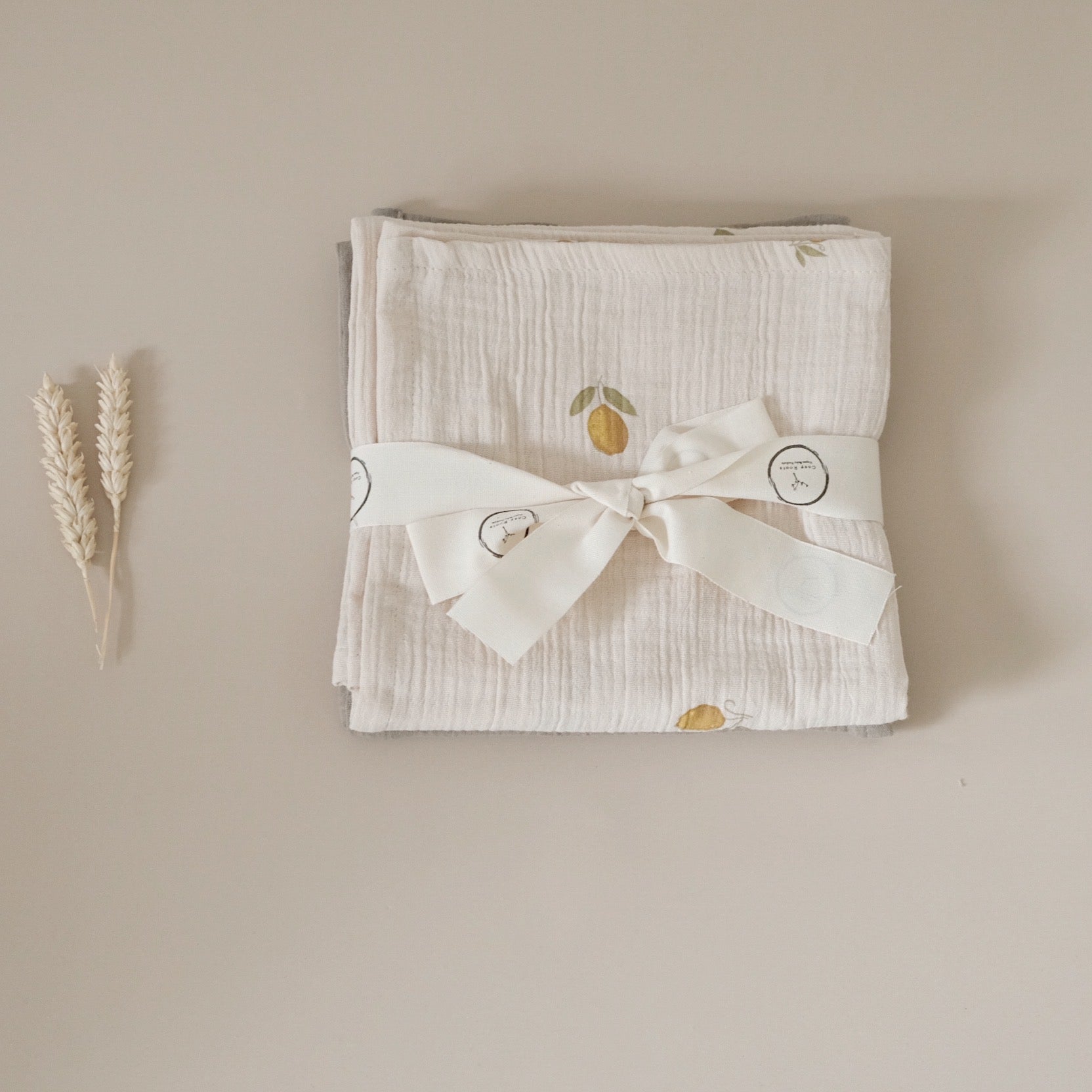 Organic Muslin Swaddle Set - Pure Lemon/Khaki - SALE