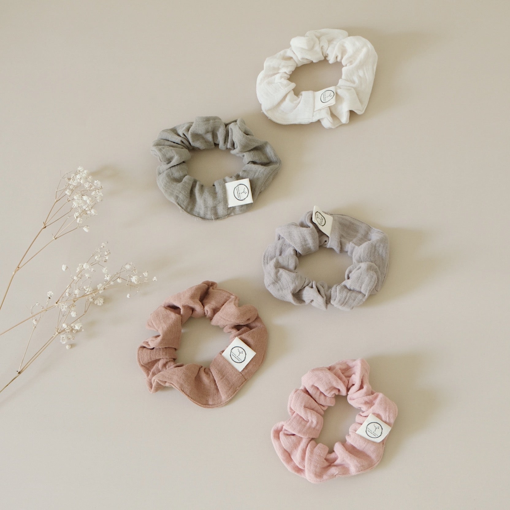Organic Muslin Scrunchies - Walnut/Sand - SALE