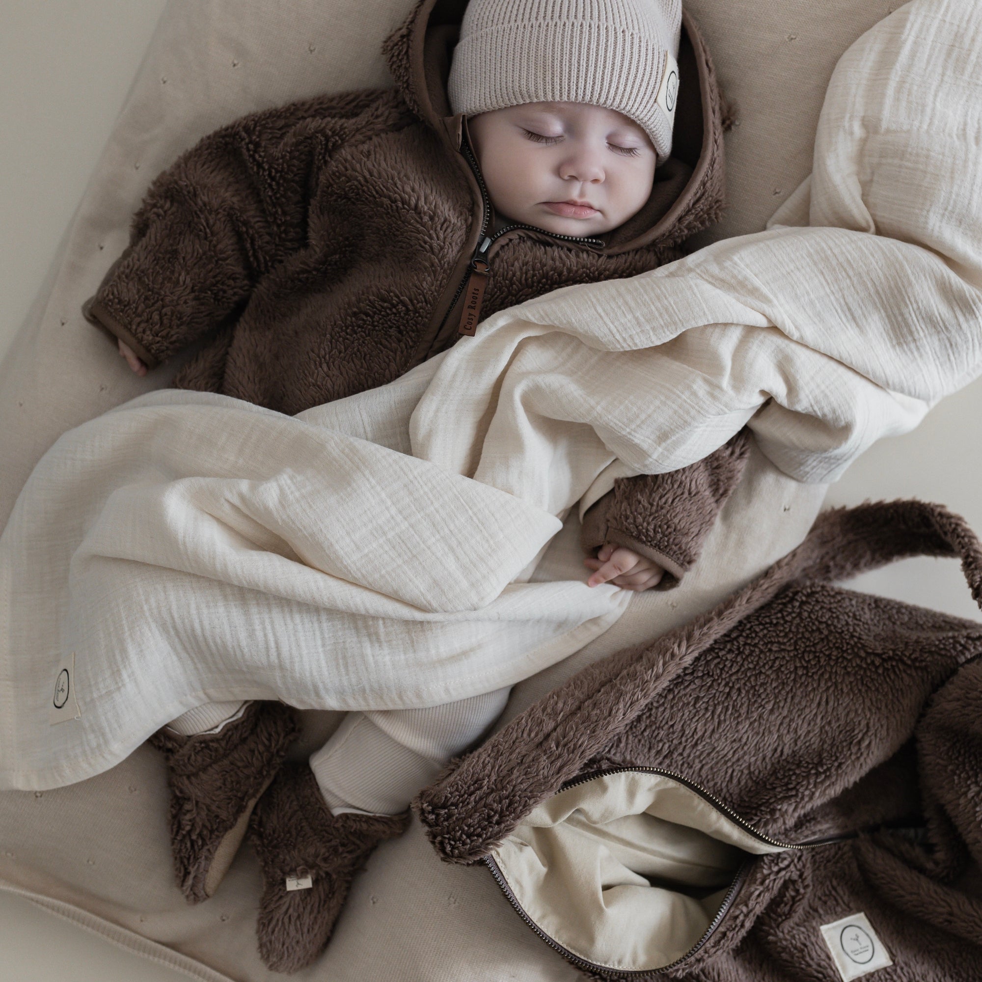 Organic Teddy Mum Bag - Mocha - SALE