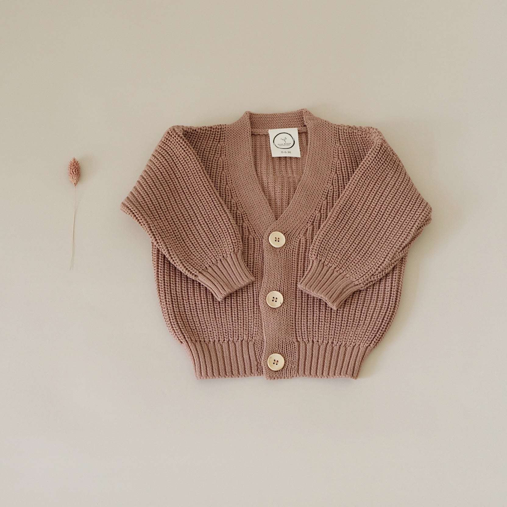 Organic Knit Cardigan - Walnut- S A L E