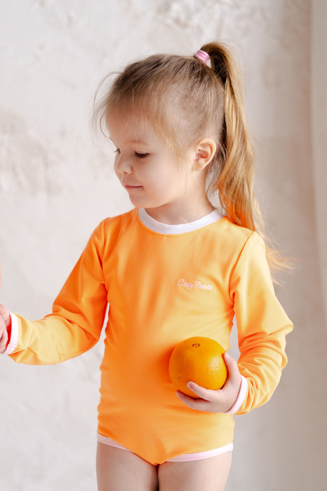 Sustainable UV Longsleeved Bathing Suit - Bright Orange (UV STANDARD 801)