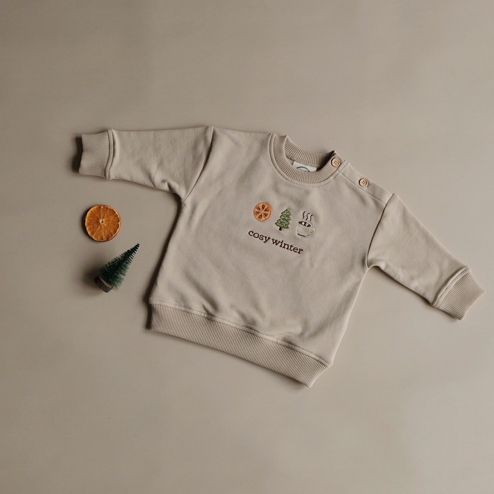 GOTS Organic Family Sweatshirt - Oatmilk - Cosy Winter
