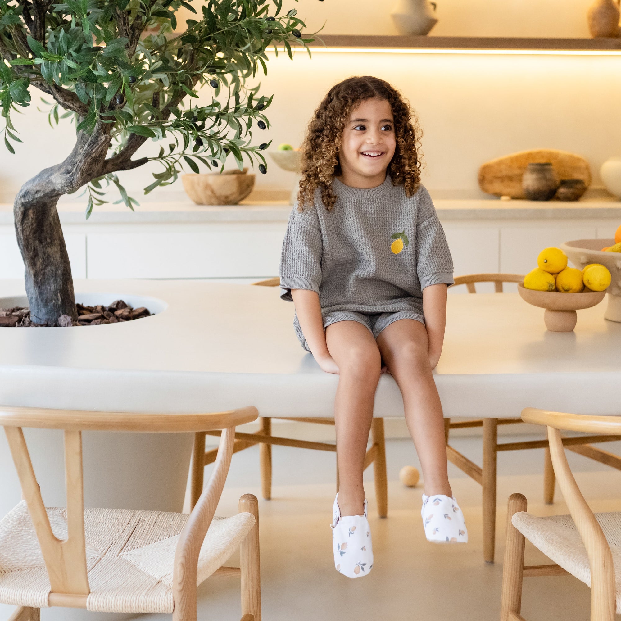 Organic Lemon Summer Knit Shirt - Khaki