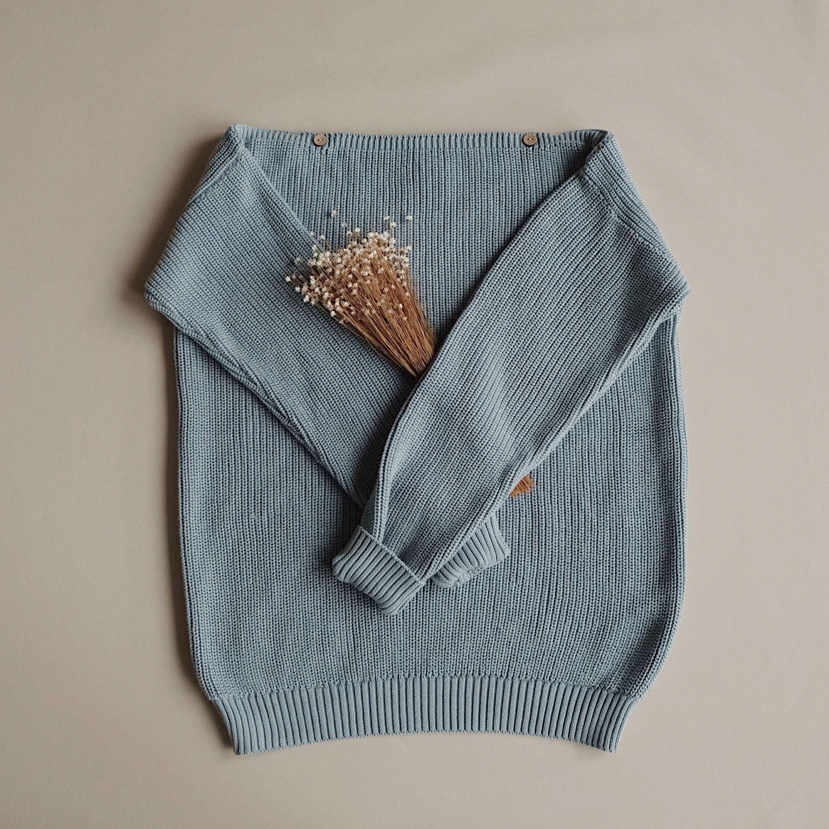 Organic Knit Pulli - MUM - Dusty Blue - SALE - OVERSIZE FIT