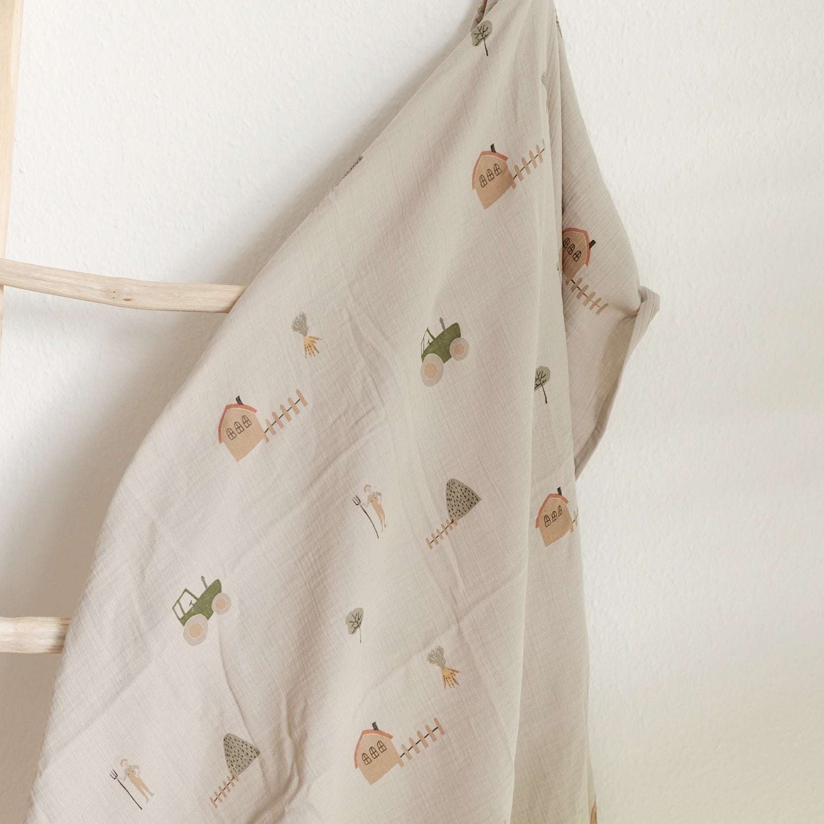Organic Muslin Swaddle Set - Little Farm/Walnut - SALE