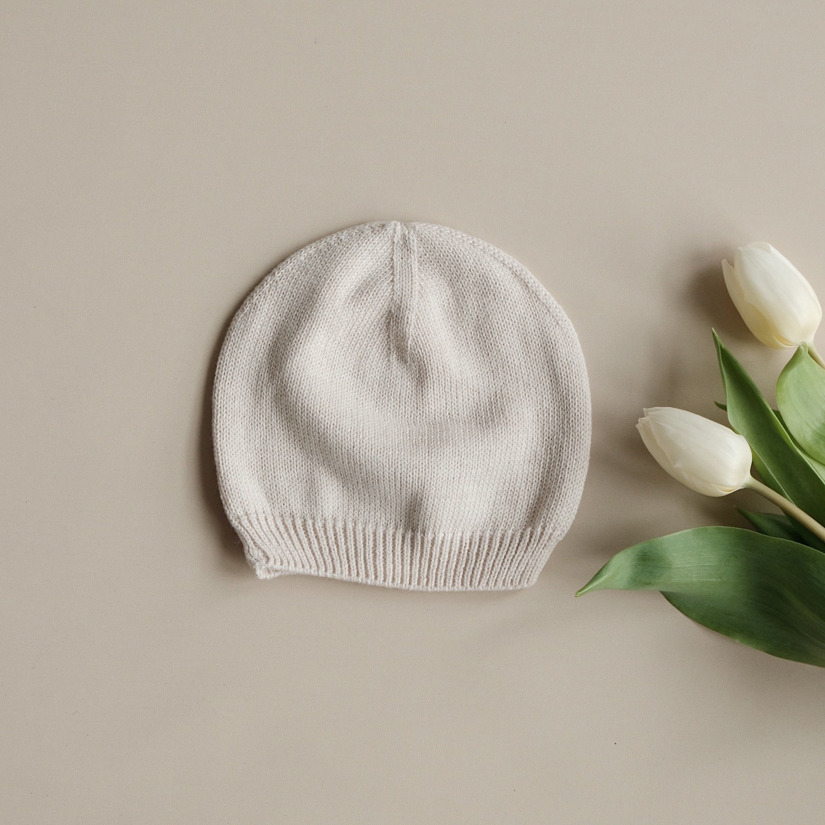 Organic Thin Knit Beanie - Sand