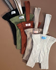Organic Shorty Tights - Olive Striped
