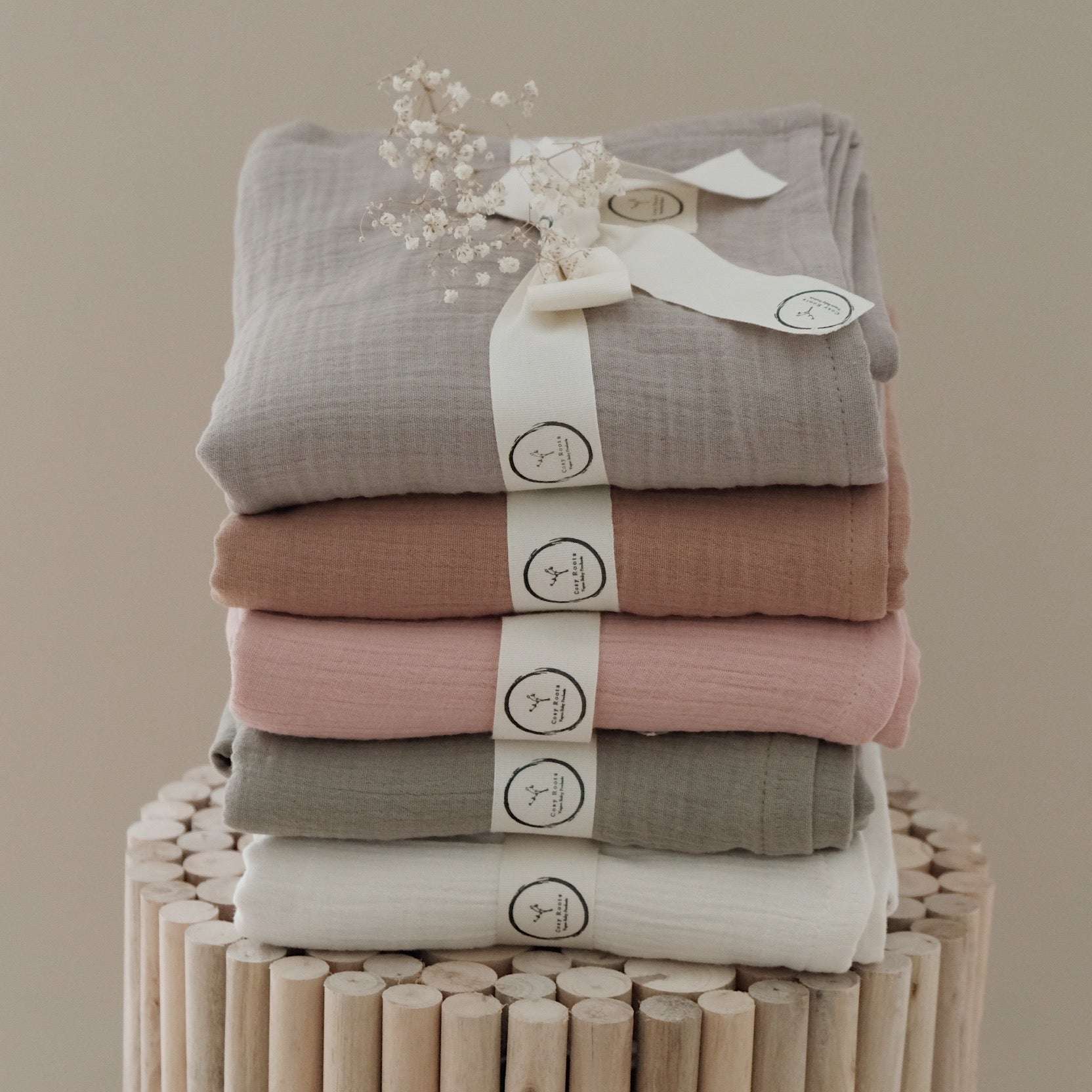 Organic Muslin Swaddle - Sand - 120x120cm - SALE