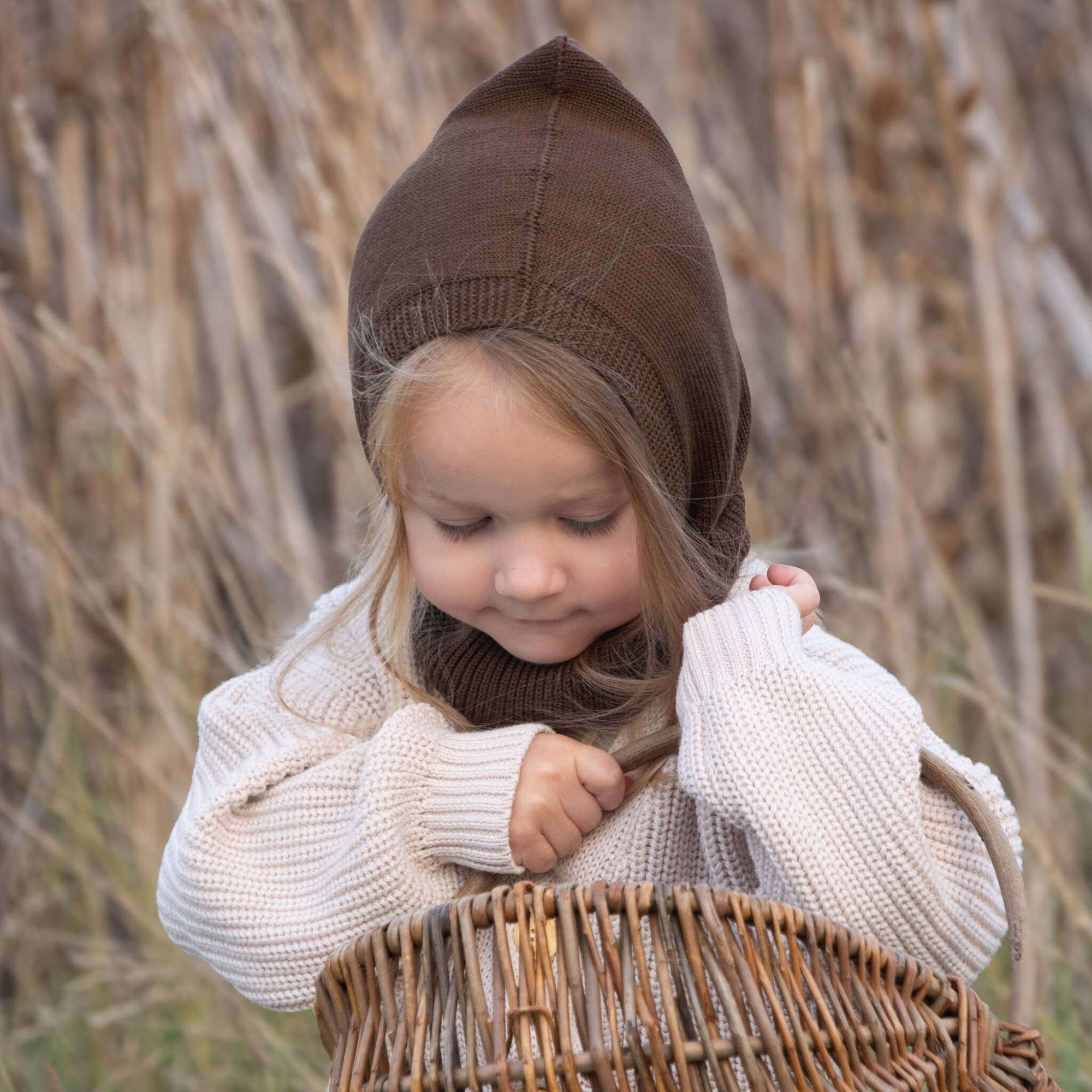 Organic Knit Balaclava - Chocolate Brown