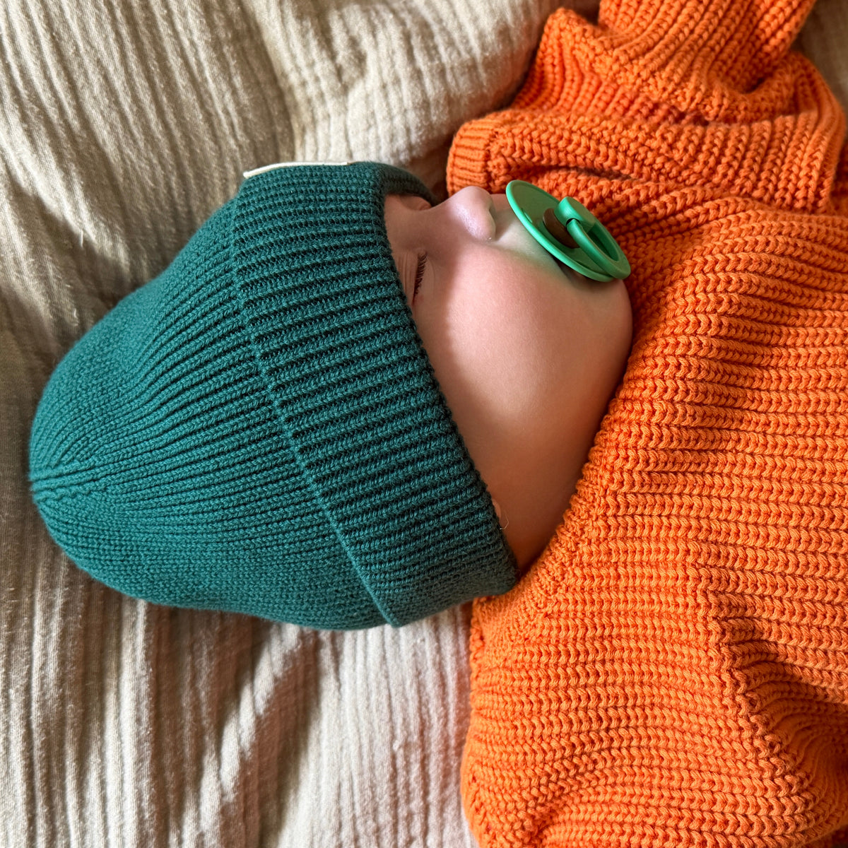 GOTS Organic Knit Beanie - Forest Green