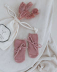 Organic Knit Booties - Dusty Rose
