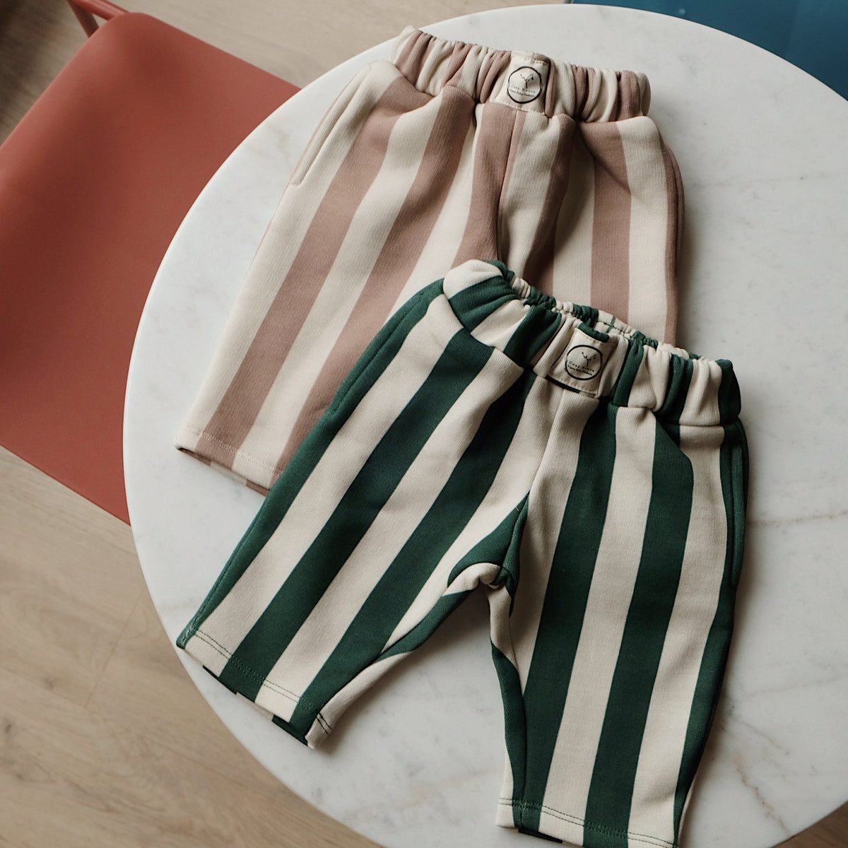 GOTS Organic Lounge Pants - Green Striped