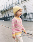 GOTS Organic Knit Cardigan - Pink Stripes