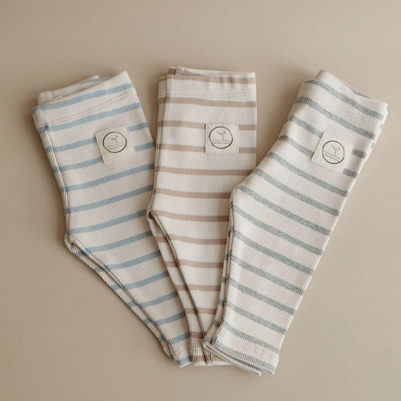 Organic Rib Leggings - Blue Striped