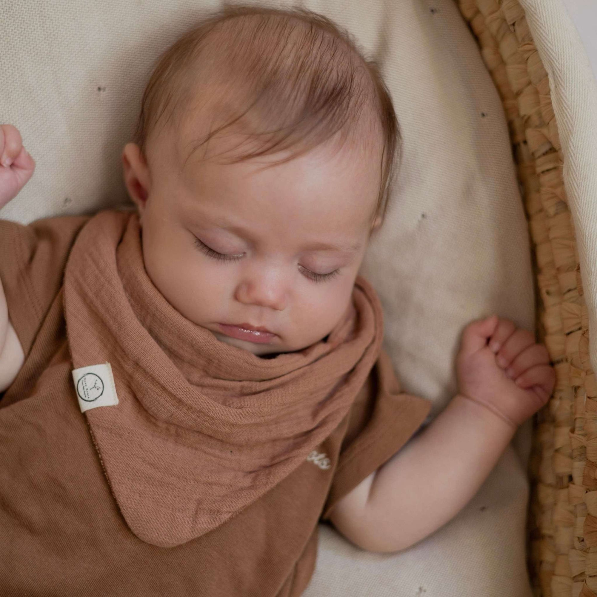 Organic Muslin Bibs - Walnut/Sand - SALE