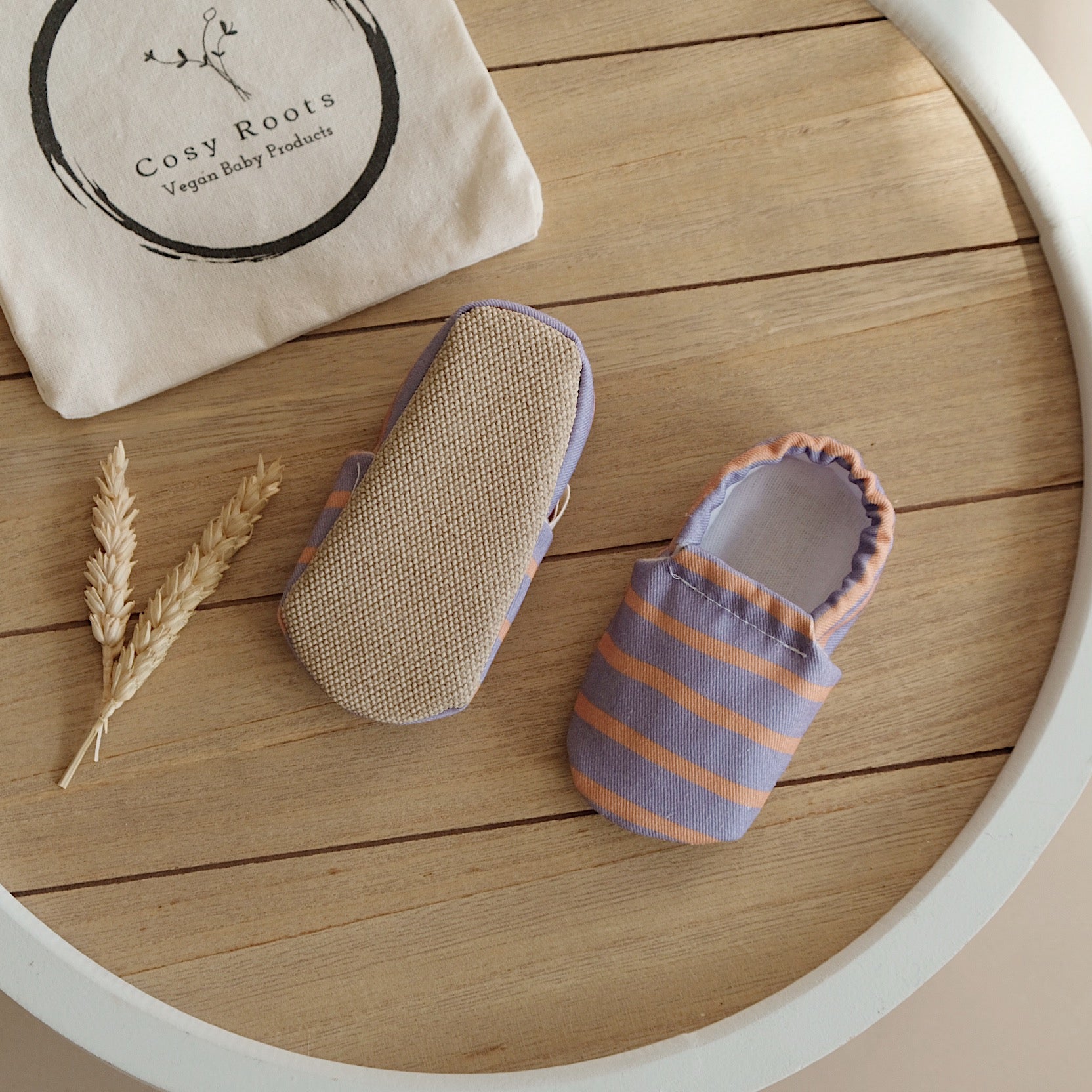 Vegan Shoes - Sunset Sorbet (lavender/orange striped)