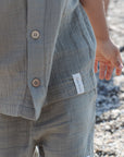 GOTS Organic Muslin Shirt with Buttons - Khaki
