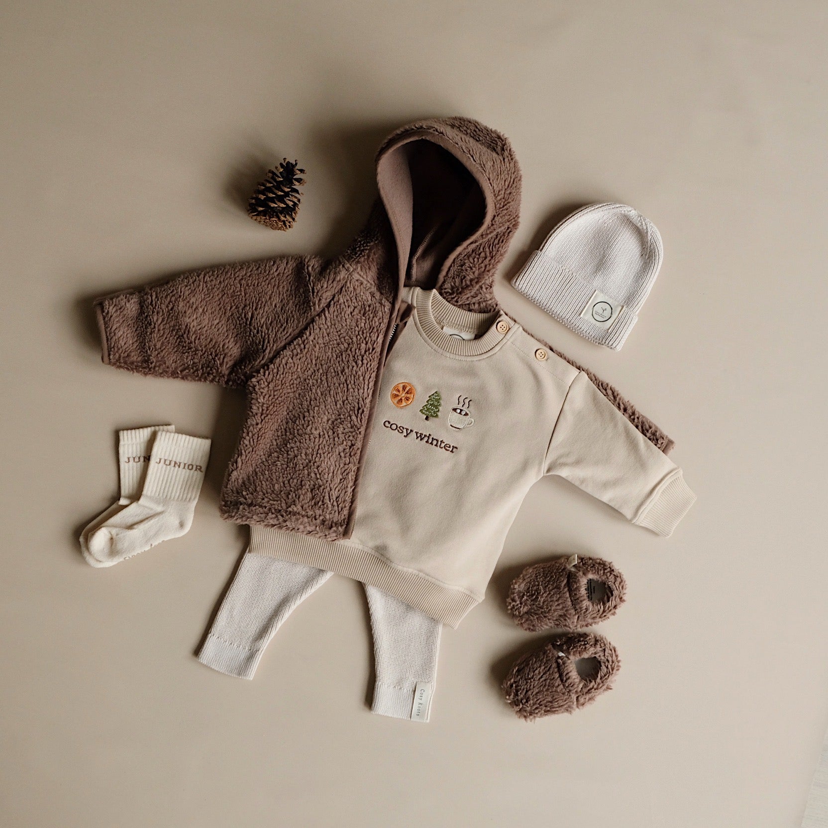 GOTS Organic Family Sweatshirt - Oatmilk - Cosy Winter