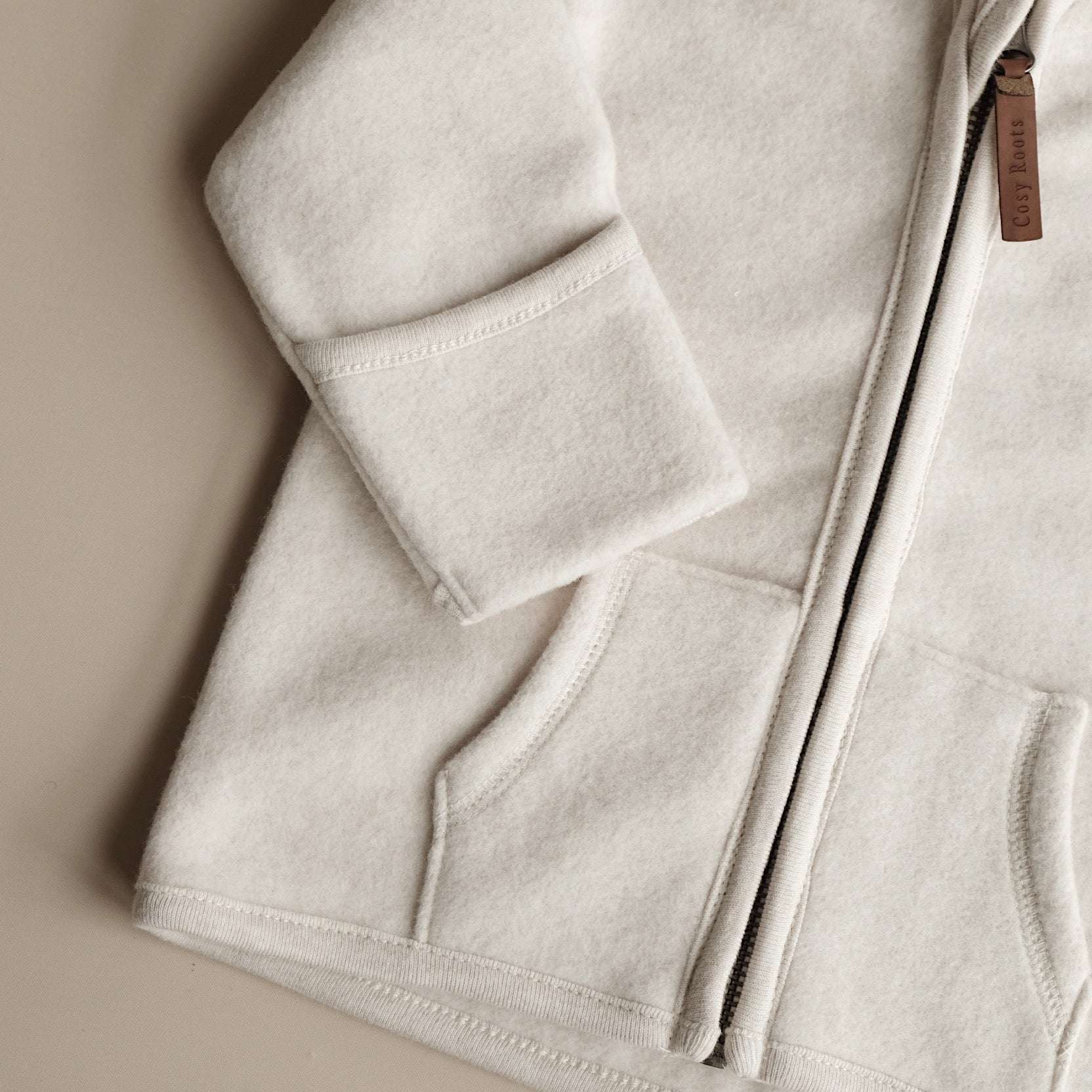 Organic Fleece Jacket - Light Beige Melange