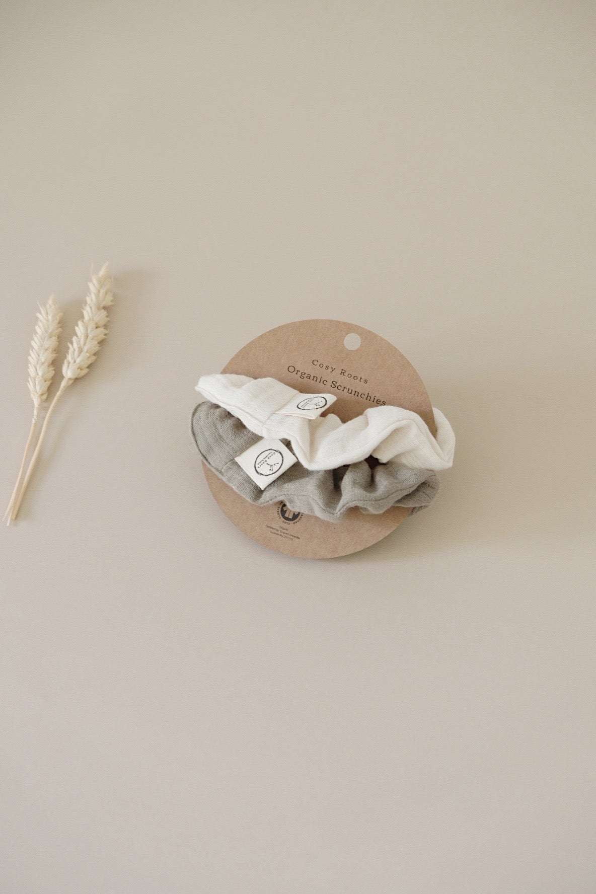 Organic Muslin Scrunchies - Khaki/Sand - SALE
