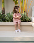 Organic Muslin Shirt with Buttons - Dusty Rose