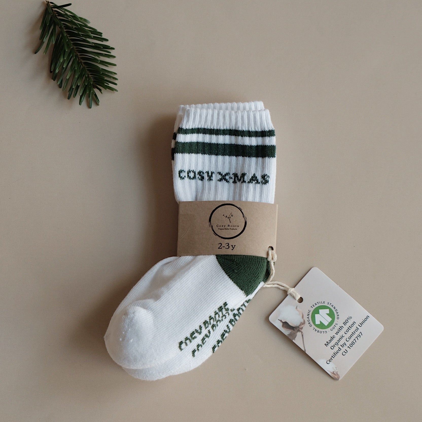 Organic Christmas Socks Green - 2 Pack