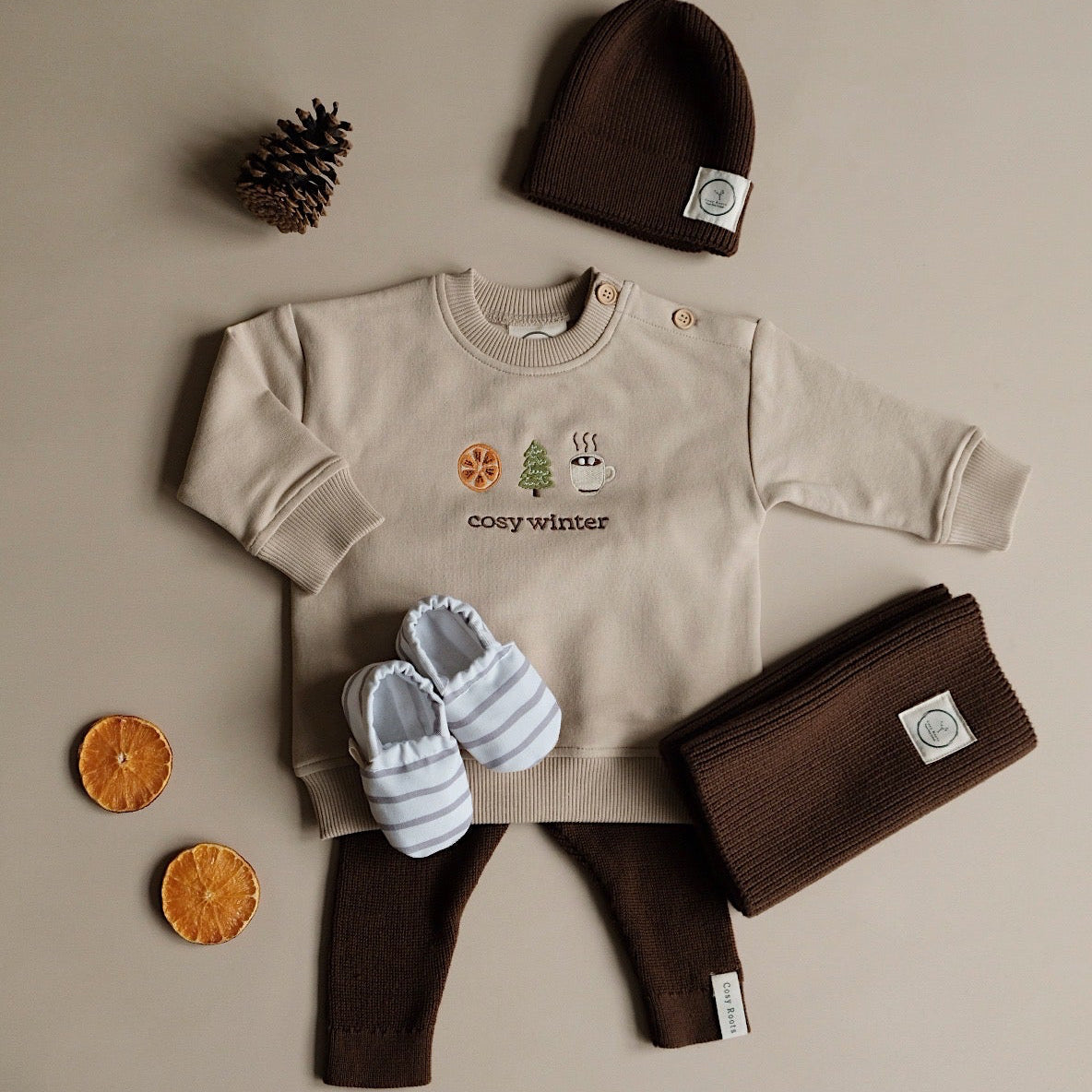 GOTS Organic Family Sweatshirt - Oatmilk - Cosy Winter