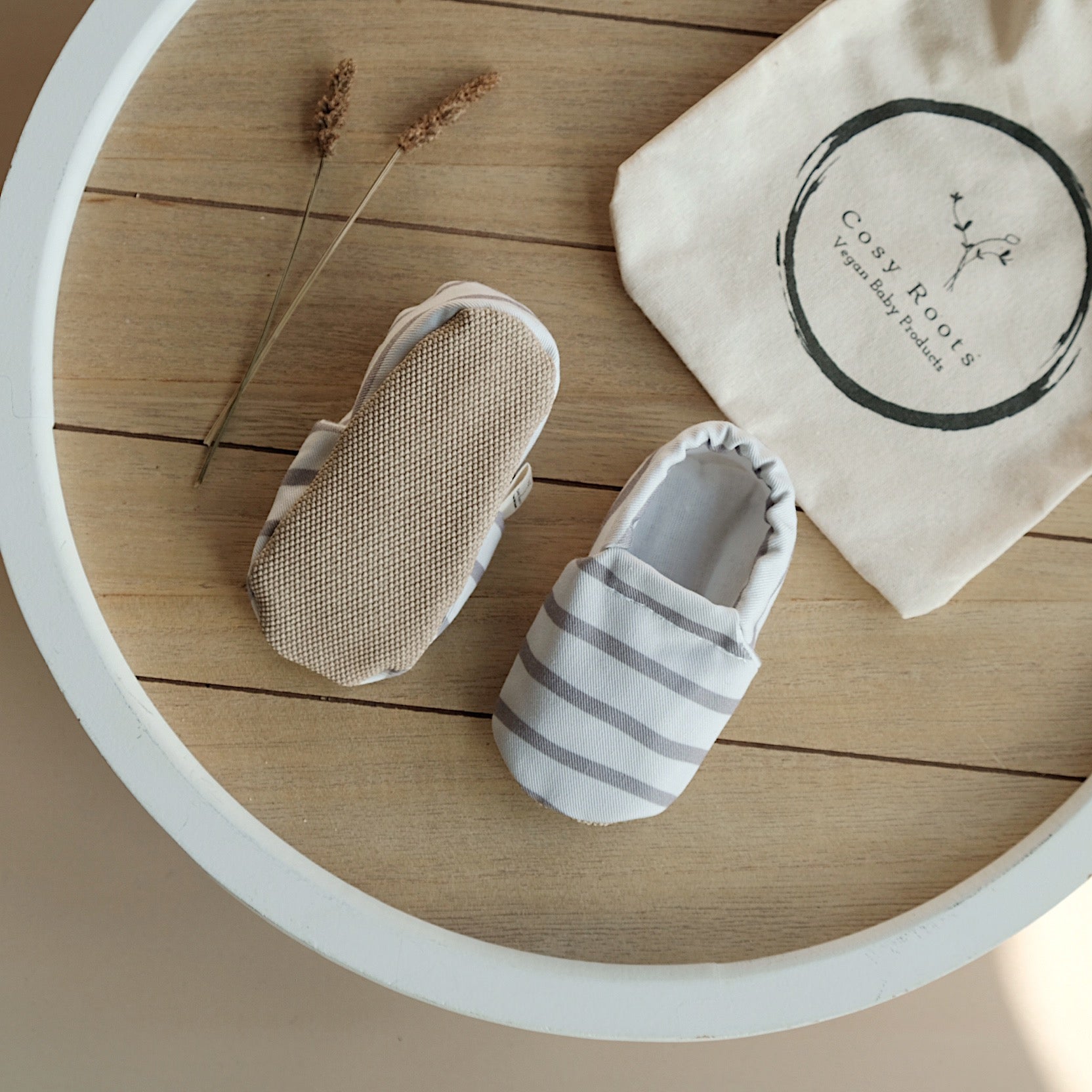 Vegan Shoes - Caramel Striped