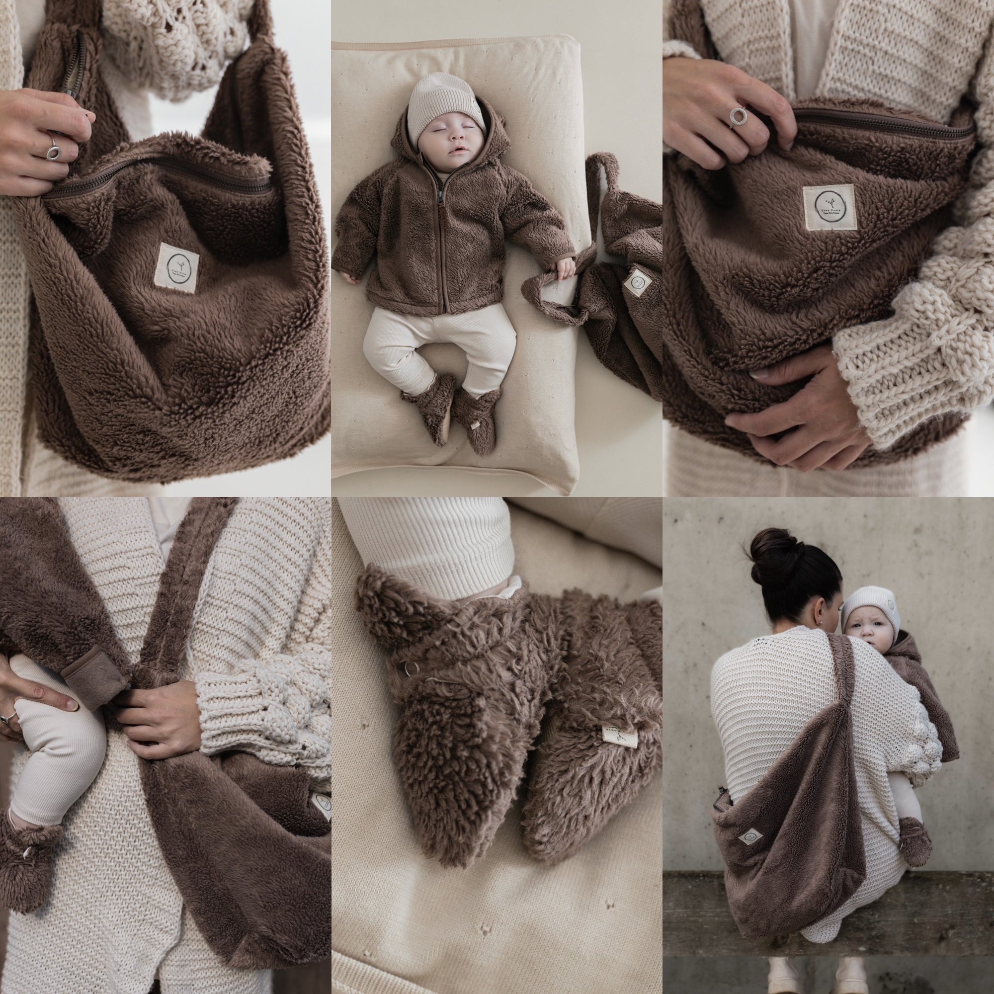 Organic Teddy Mum Bag - Mocha - SALE