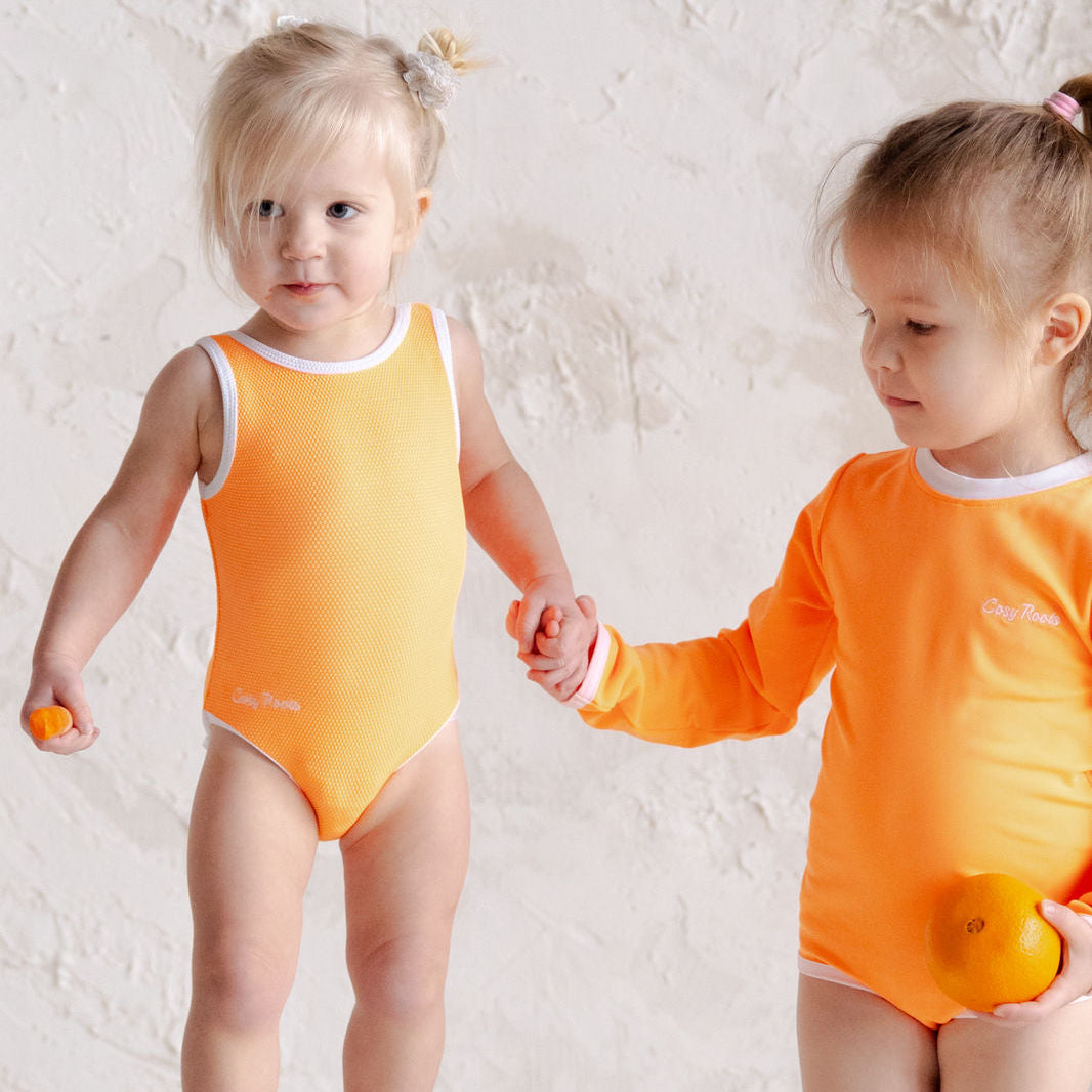 Sustainable UV Longsleeved Bathing Suit - Bright Orange (UV STANDARD 801)