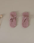 Organic Knit Booties - Dusty Rose
