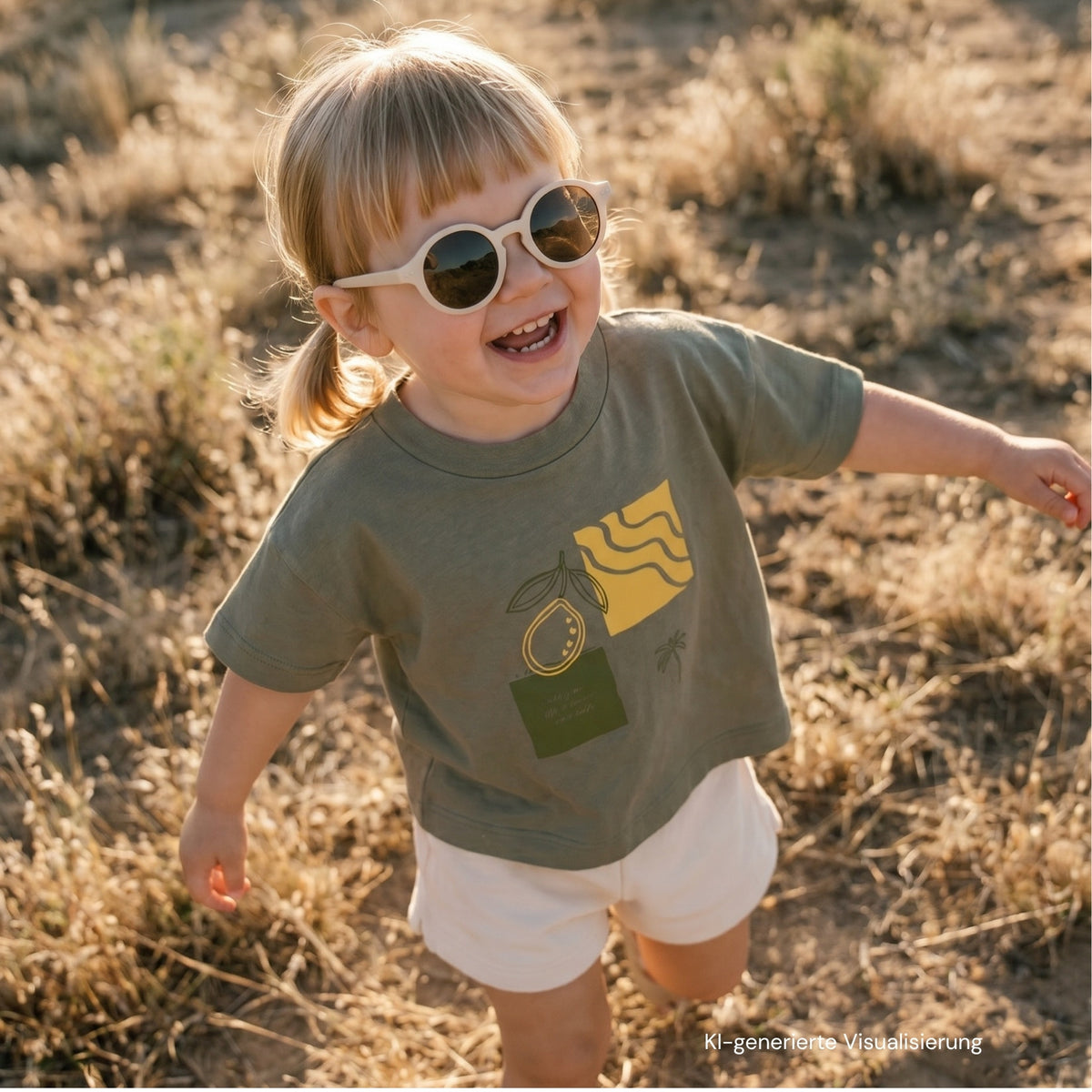 GOTS Organic Oversize Shirt - Khaki with Lemon Print