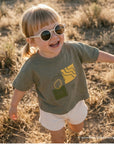 GOTS Organic Oversize Shirt - Khaki with Lemon Print