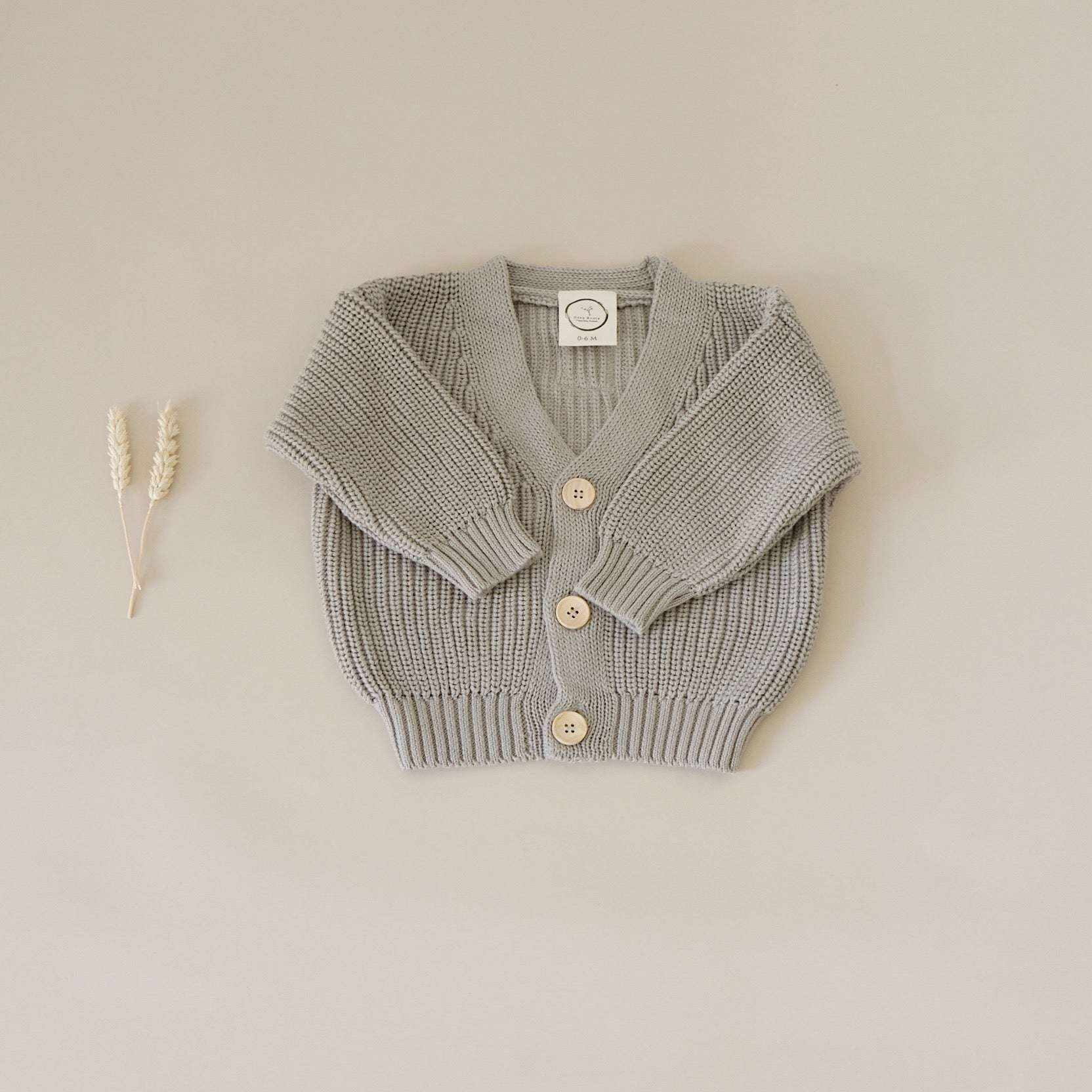 Organic Knit Cardigan - Khaki - SALE
