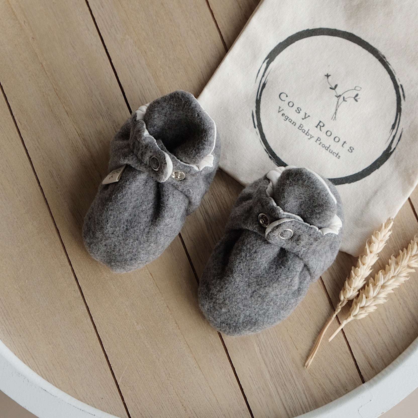 Organic Fleece Booties - Dark Grey Melange - SALE
