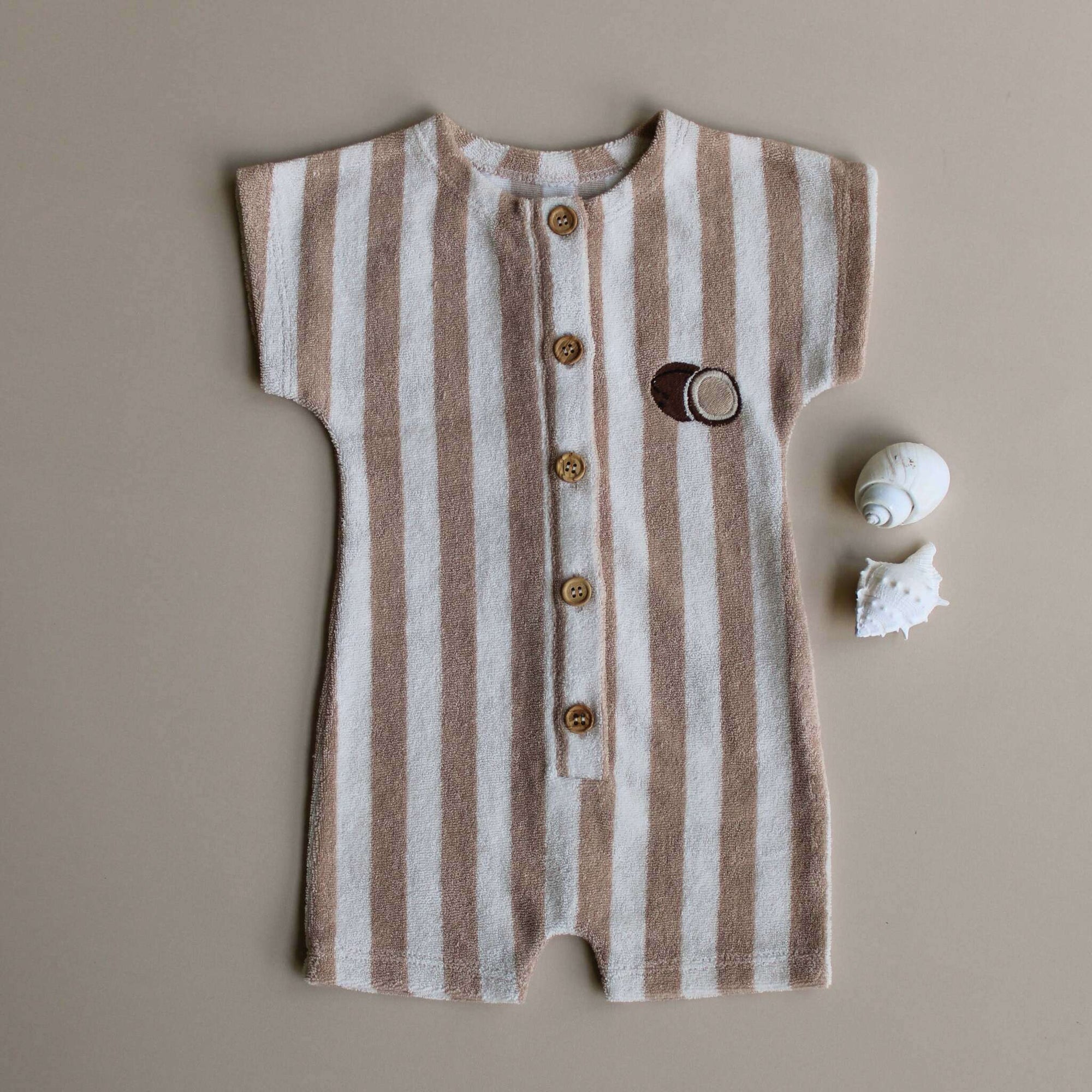 Organic Terry Onesie - Latte Striped