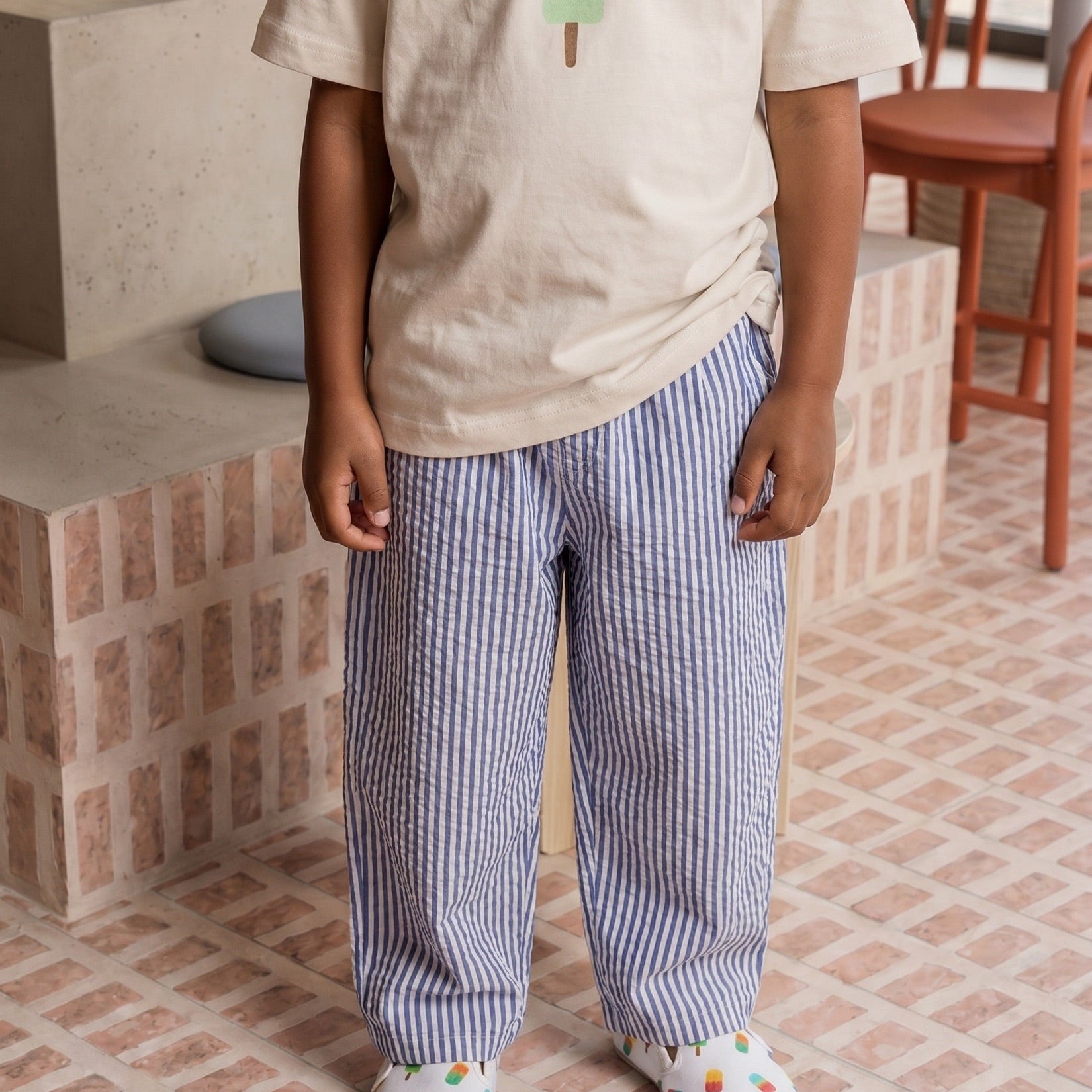 Organic Lounge Pants - Navy Striped