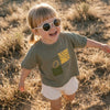 Organic Oversize Shirt - Khaki with Lemon Print