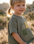 Organic Oversize Shirt - Khaki with Lemon Print